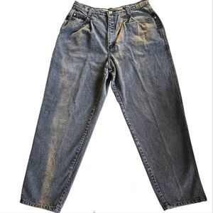 FORENZA 80's Pleated Baggy Balloon Relaxed Jean Black Stonewashed Cotton Size 18